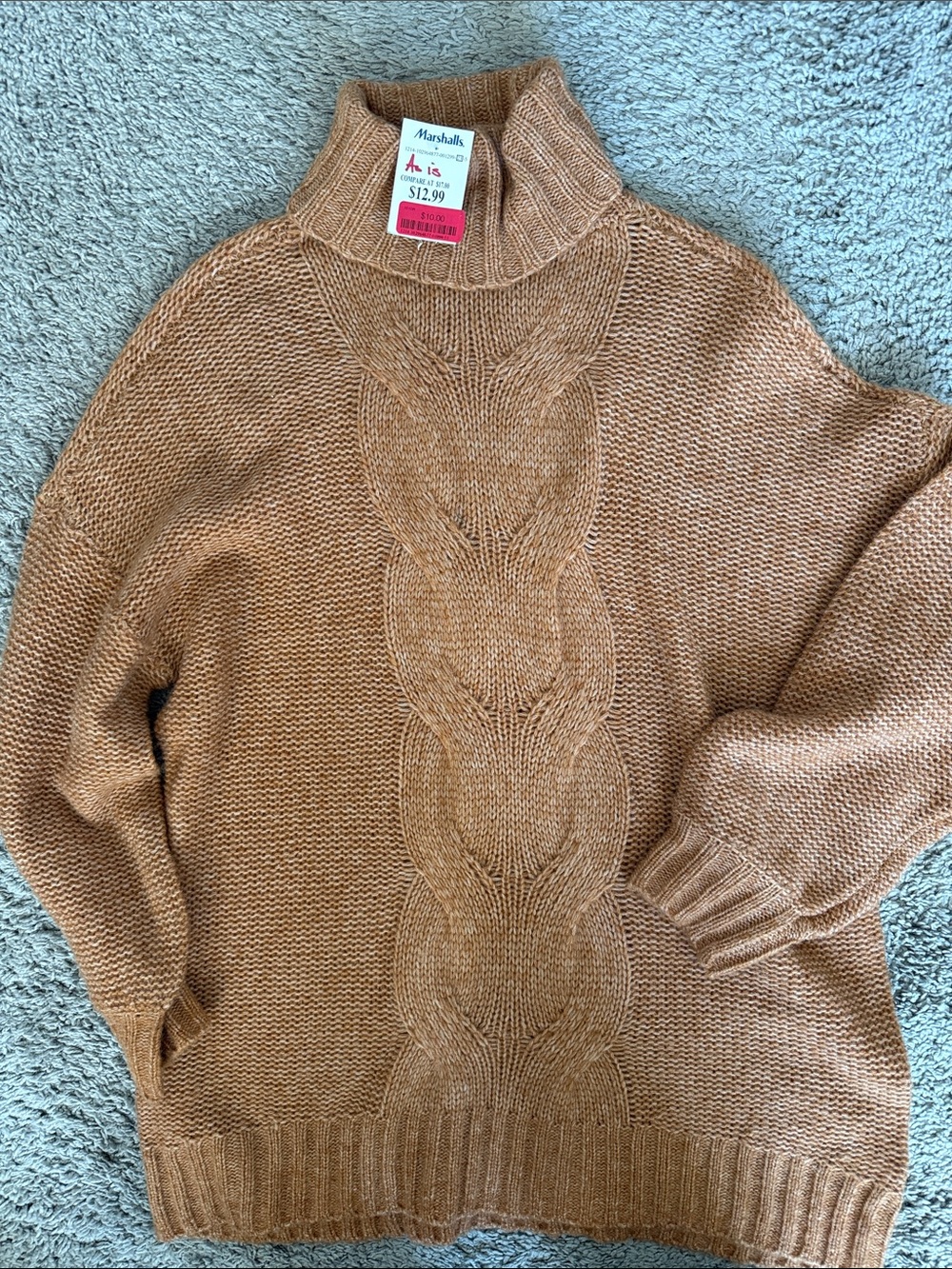 Marshalls Camel Brown Cable Knit Turtleneck Sweater